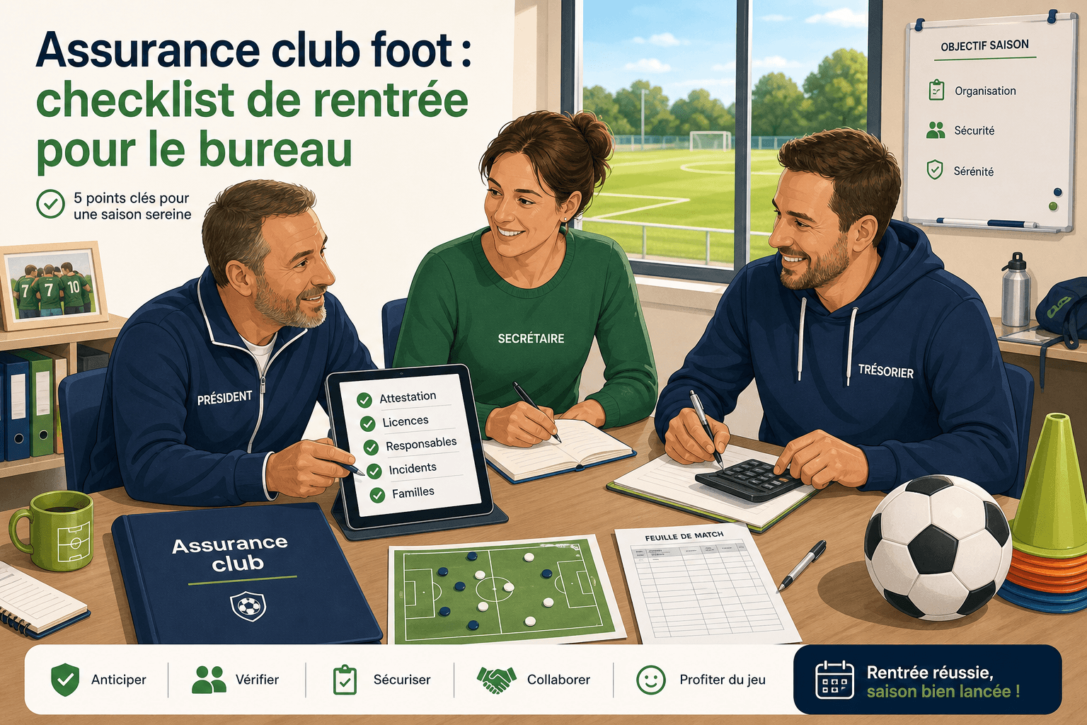 Checklist de rentrée pour vérifier l’assurance, les licences et les responsabilités dans un club de football amateur