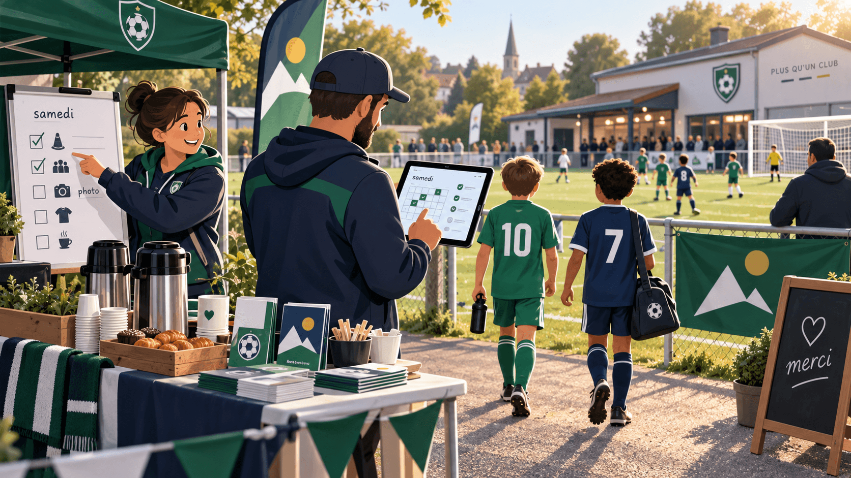 Illustration d'un sponsor local valorisé le samedi dans un club de foot amateur