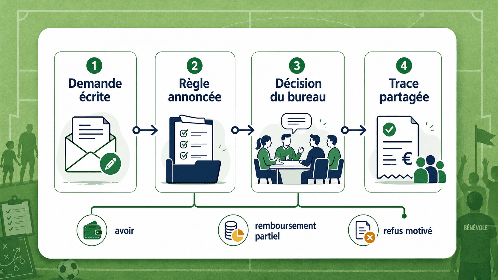 Process de décision pour une demande de remboursement de cotisation licence dans un club de foot amateur
