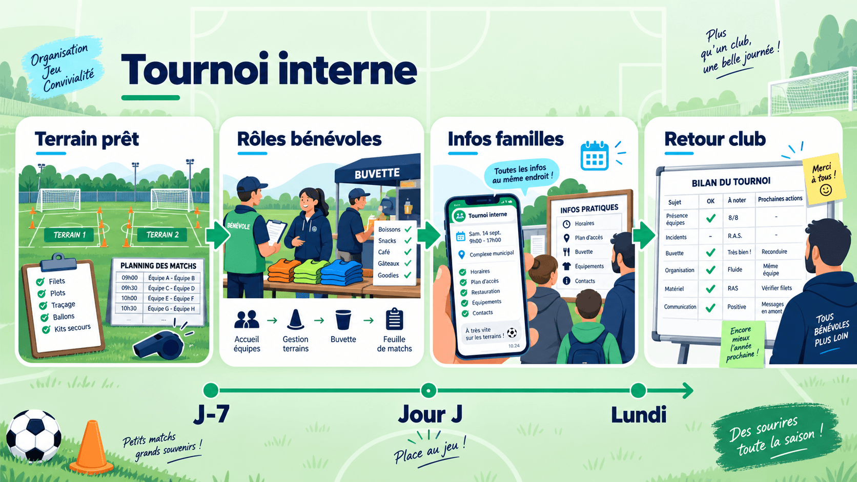 Schéma d'organisation d'un tournoi interne de début de saison pour club de foot amateur